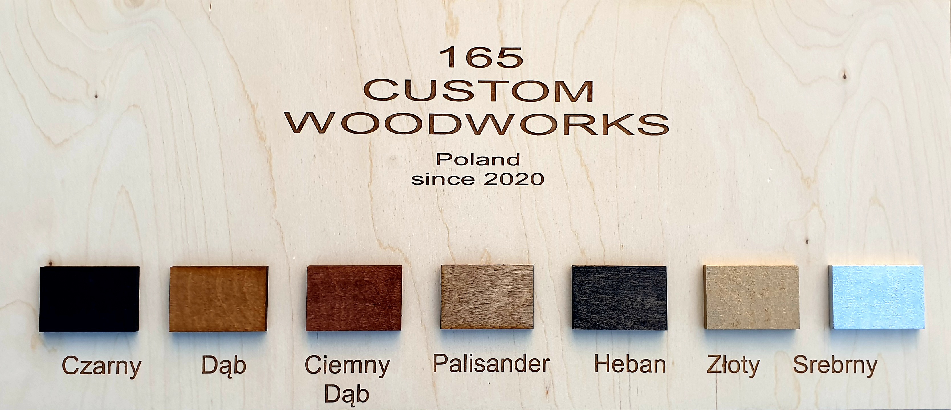 CustomWoodworks paleta kolorów produktów